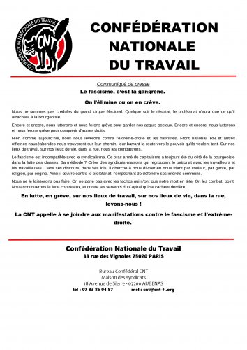 Le fascisme, c’est la gangrène. On l’élimine ou on en crève.
